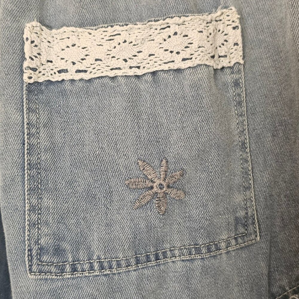 POL Patchwork Denim Jogger Pants Women's S NWOT - Picture 7 of 13